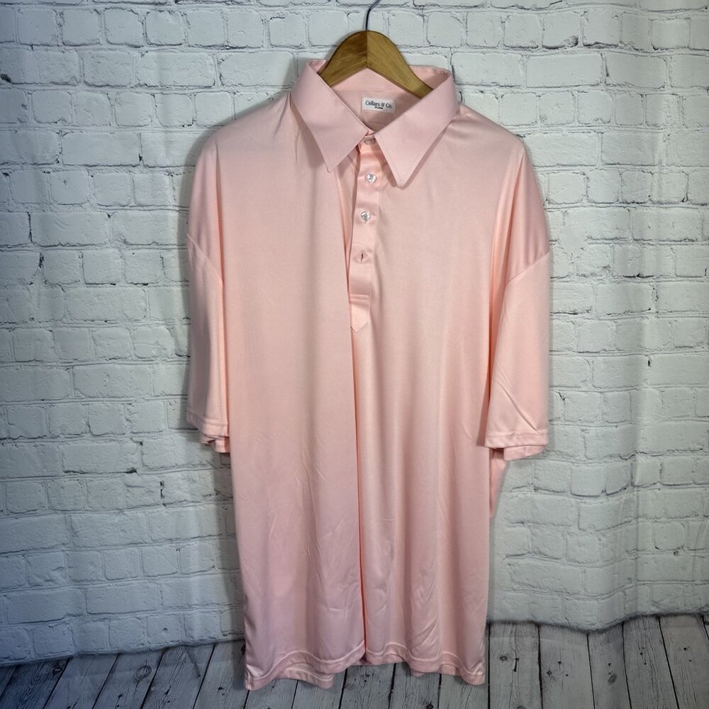 Collars & Co. Dress Polo Collar Shirt  3XL Pink English Spread Stretch Golf NWOT